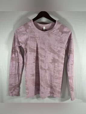 Athleta Momentum Camo Long Sleeve Athletic Stretch Seamless Pullover Top Pink M